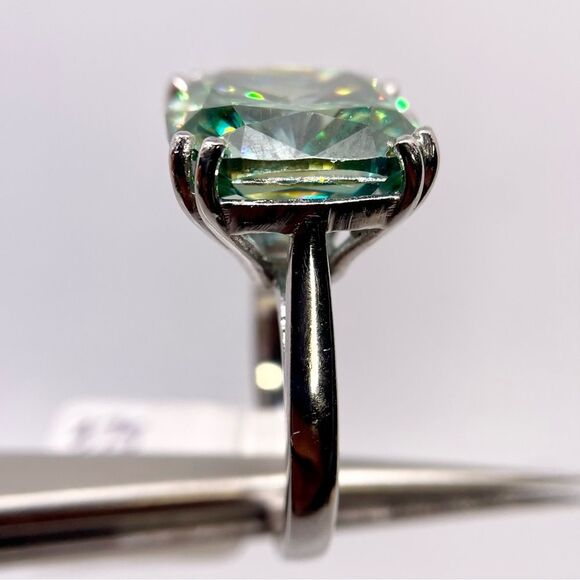 14 Carat Cushion Cut Moissanite Ring Huge Cocktail Statement Wedding Ring - Picture 3 of 11